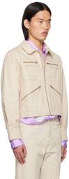 Edward Cuming Beige Spread Collar Jacket