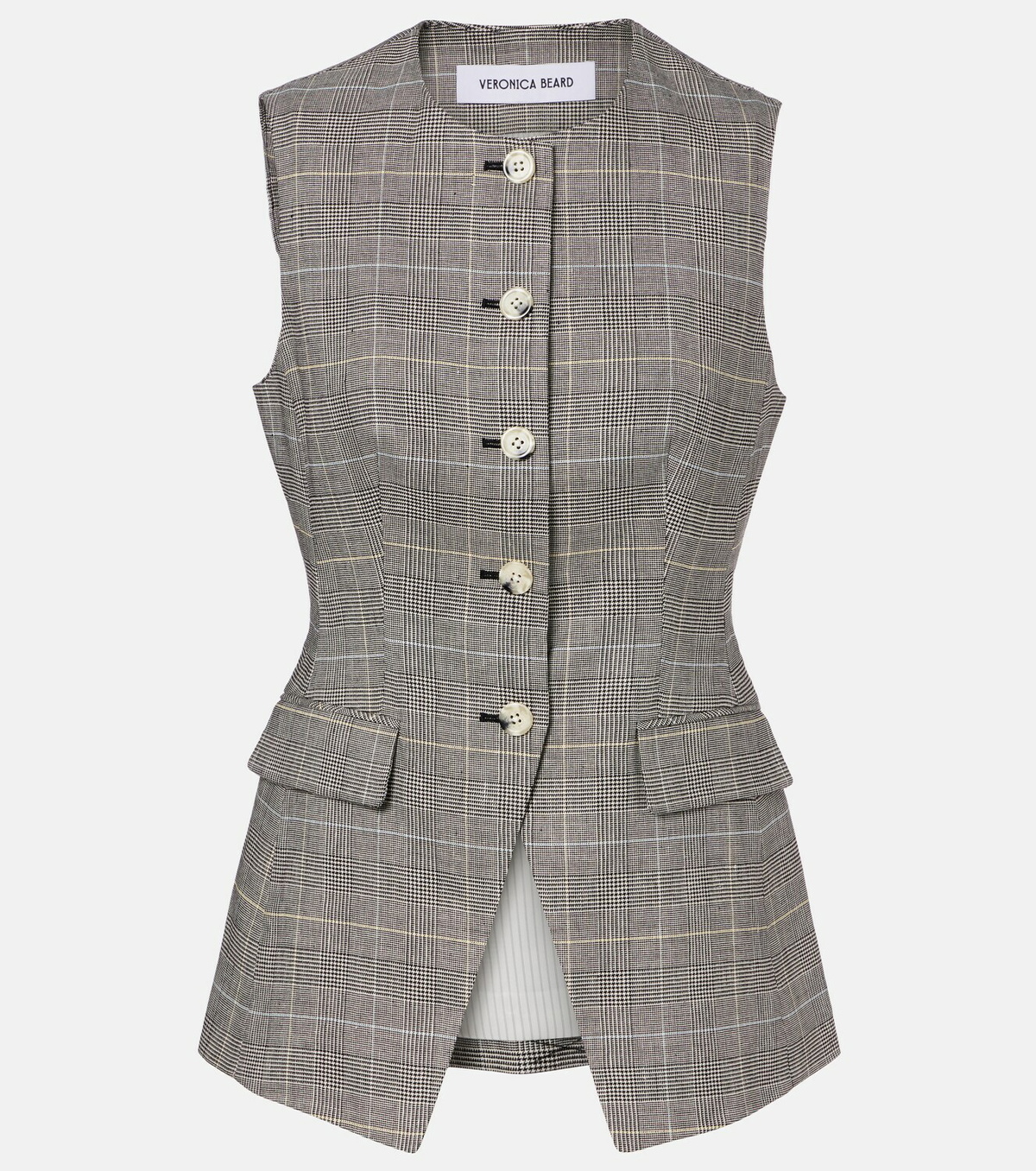 Veronica Beard Lois checked linen-blend vest