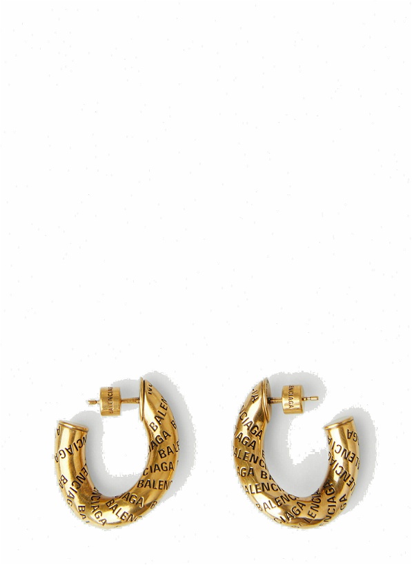 Photo: Logo Engraved Earrings in Gold