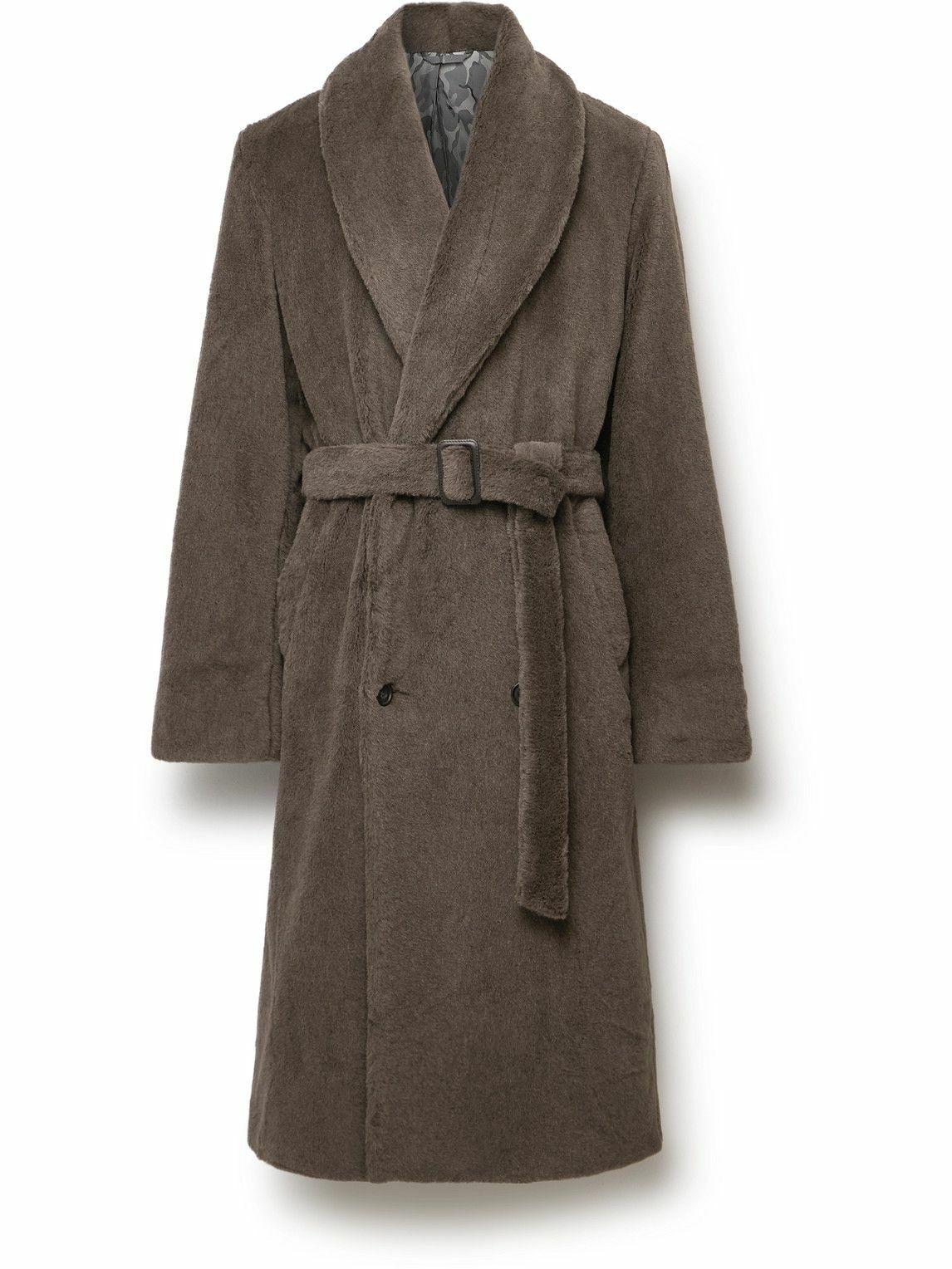 Richard James - Shawl-Collar Belted Double-Breasted Alpaca Coat - Brown