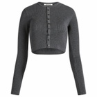 Auralee Women's Wool Rib Short Cardigan in Top Charcoal