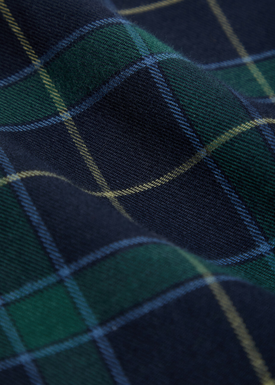 Les Deux Lennon Checked Cotton Overshirt Navy