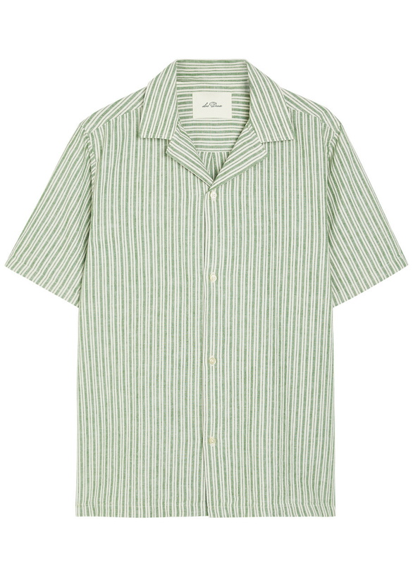 Photo: Les Deux Striped Cotton and Linen-blend Shirt Light Green