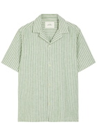 Les Deux Striped Cotton and Linen-blend Shirt Light Green