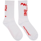 Polythene* Optics White and Red Jacquard Socks