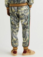 GUCCI - The North Face Tapered Webbing-Trimmed Printed Jersey Sweatpants - Green