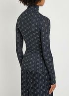 Tory Burch Printed Stretch-polyamide top Navy