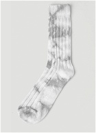Tie Dye Ribbed Crew Socks in Grey