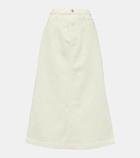 7 For All Mankind High-rise denim midi skirt