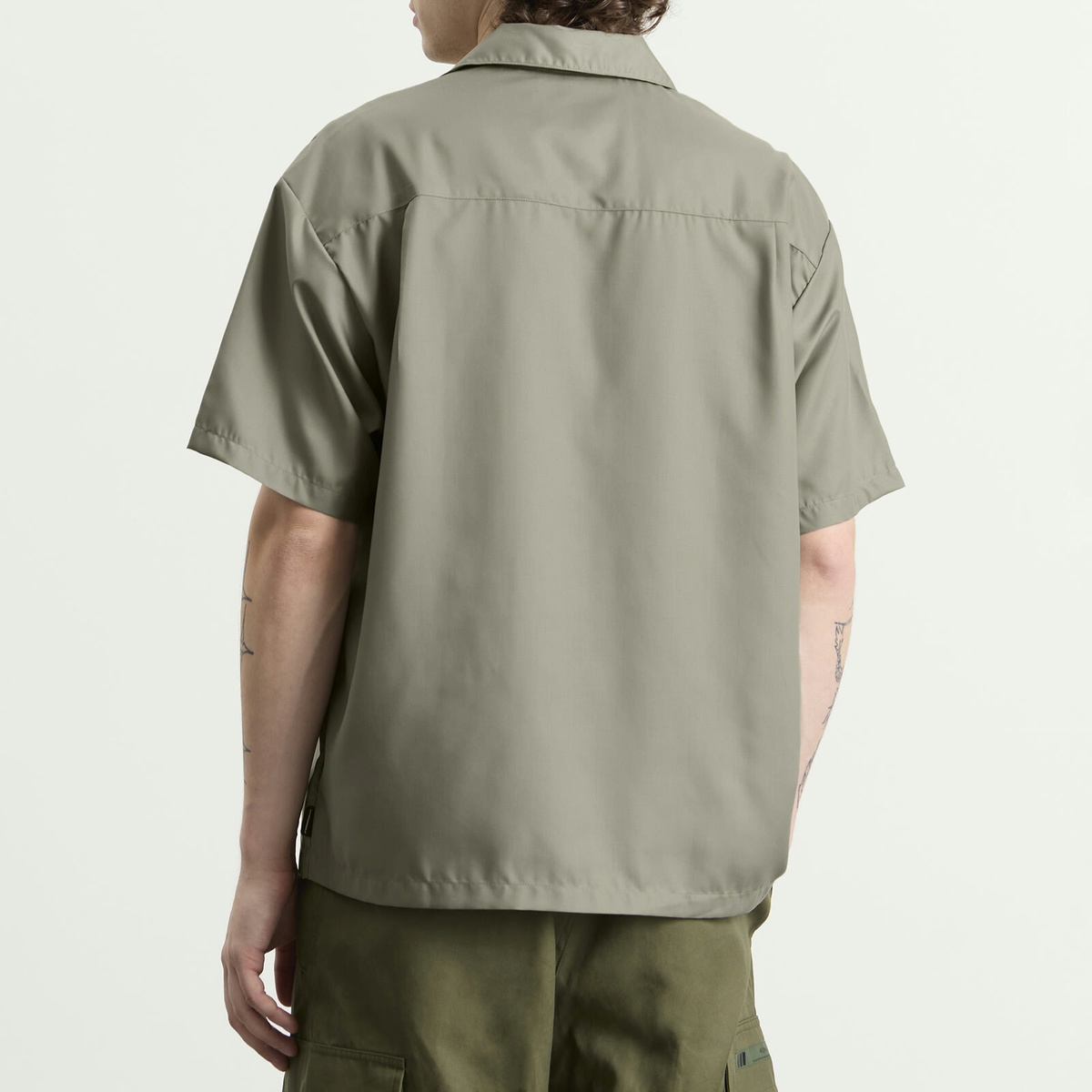 Neighborhood Men's Solid Color Hawaiian Logo Shirt in Sage Green