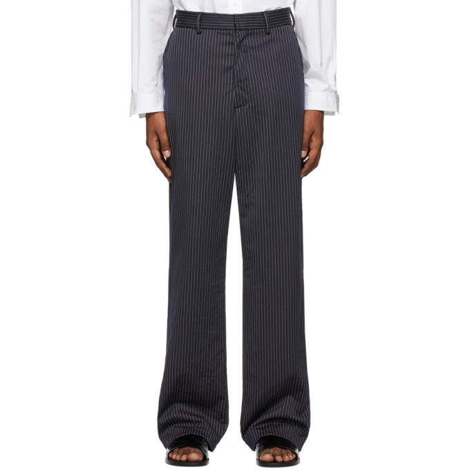 Photo: VETEMENTS Navy Pinstripe Relaxed Trousers