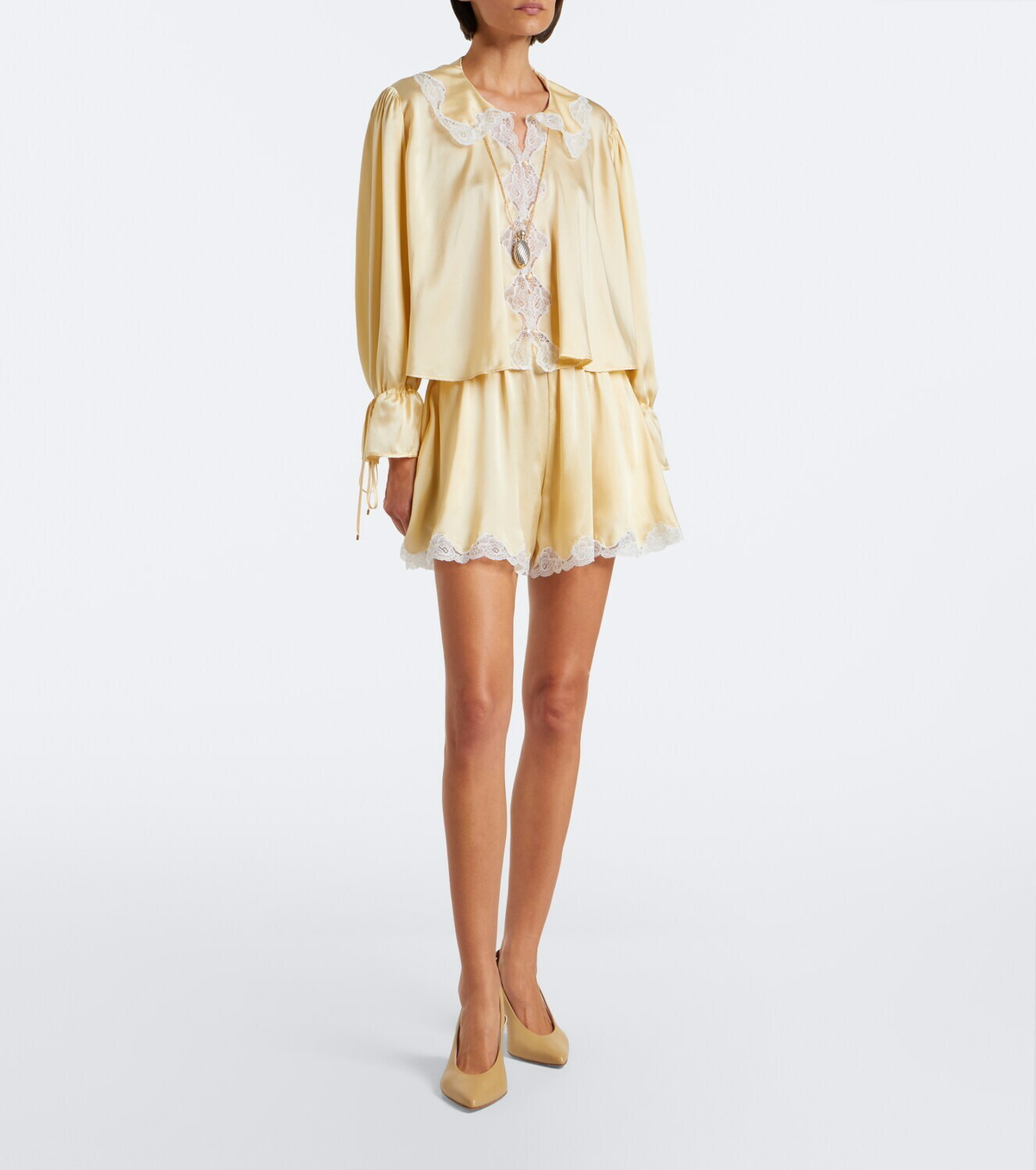 Chloé Lace-trimmed silk satin blouse