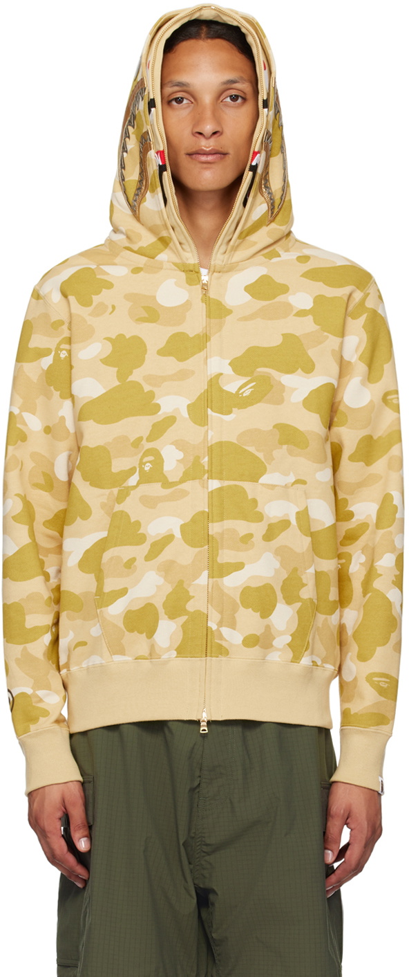 BAPE Yellow Color Camo Double Shark Full Zip Hoodie