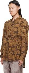 Magliano Brown Dried Flowers Long Sleeve Shirt