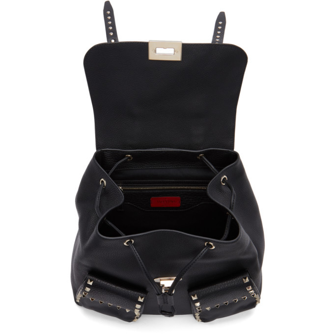 Rockstud leather backpack Valentino Garavani Black in Leather - 14644014