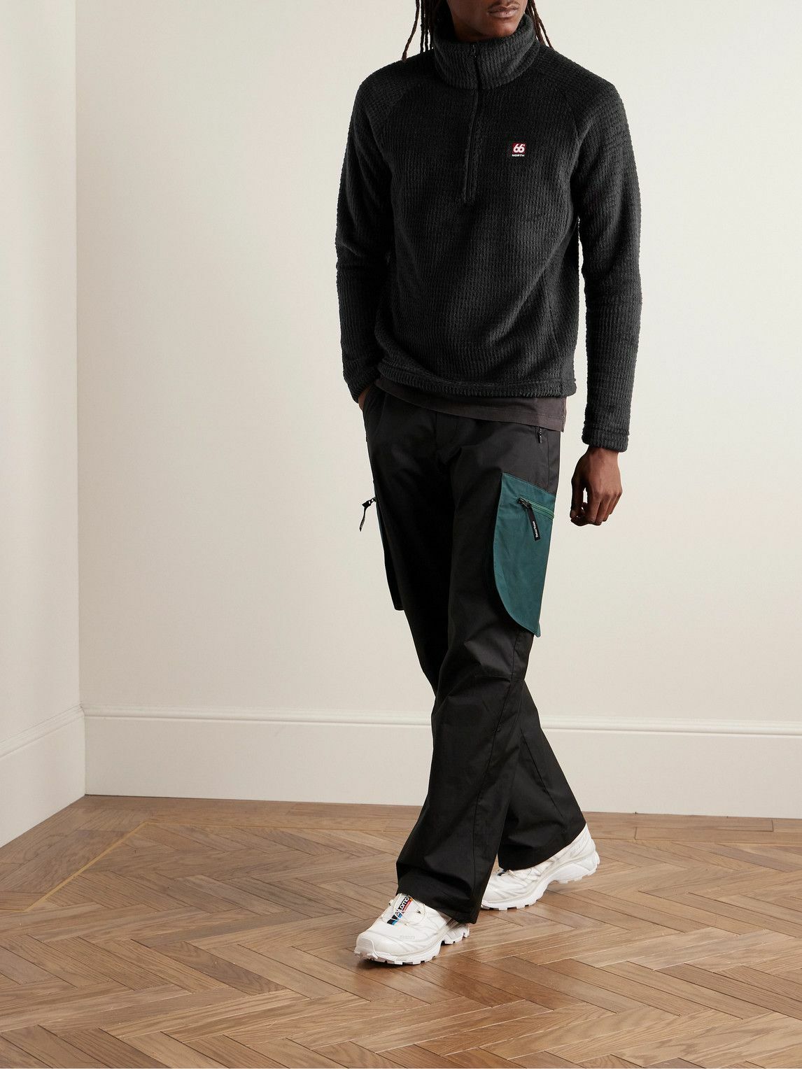 66 North - Hrannar Logo-Appliquéd Waffle-Knit Polartec® Alpha® Half-Zip Sweatshirt - Black