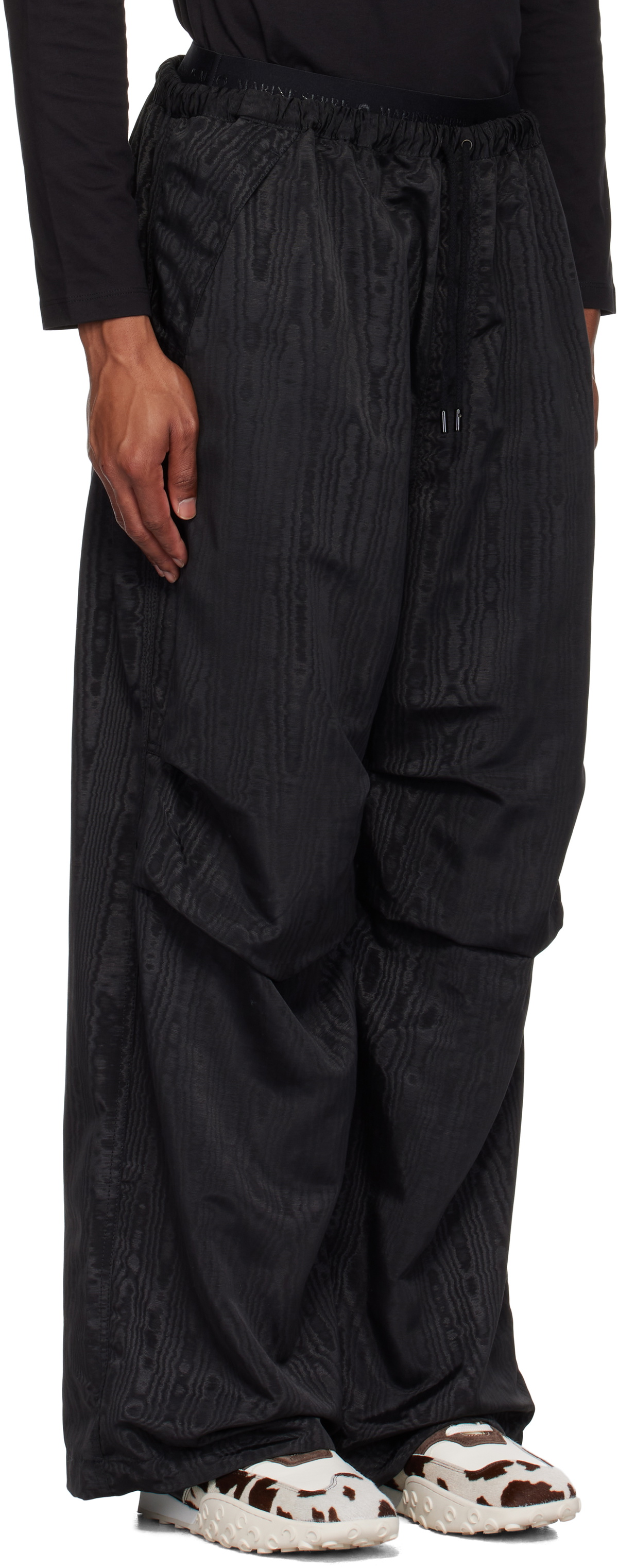 Marine Serre Black Recycled Moiré Parachute Sweatpants