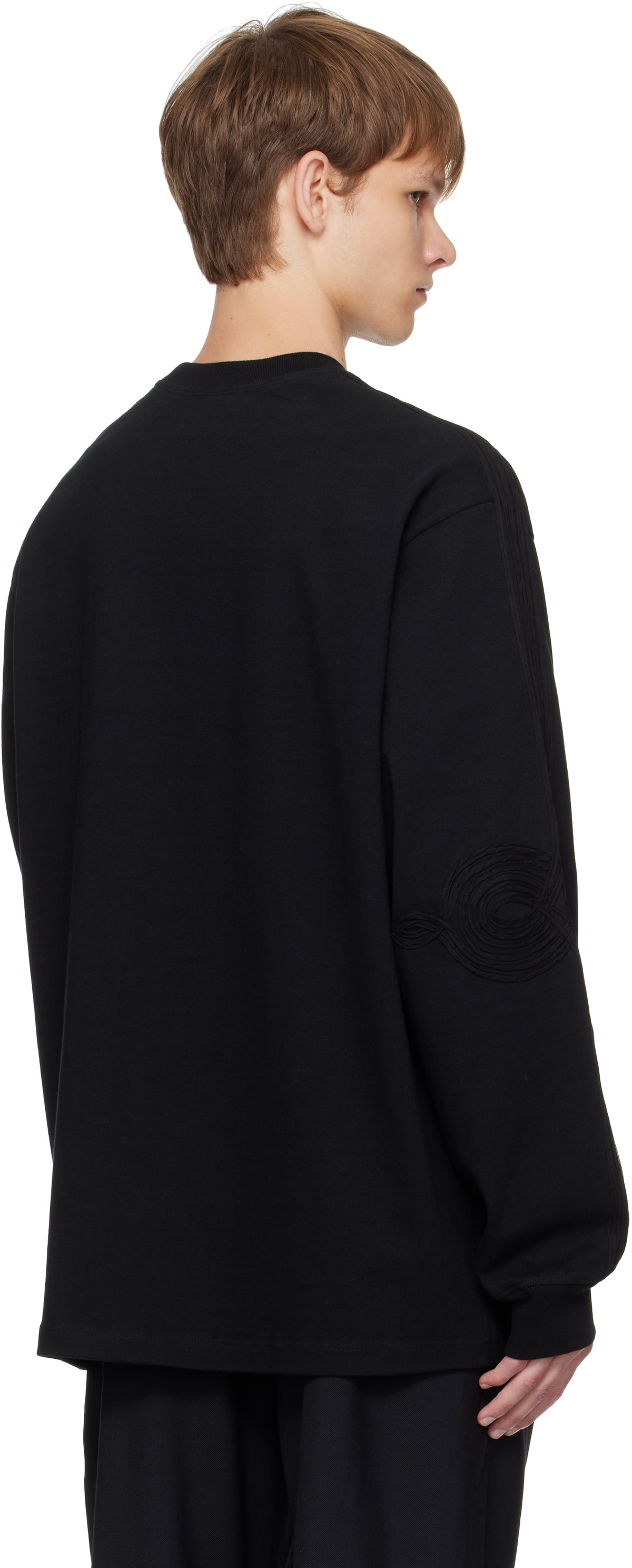 Song for the Mute Black Appliqué Oversized Crew Neck Sweatshirt