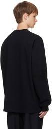 Song for the Mute Black Appliqué Oversized Crew Neck Sweatshirt