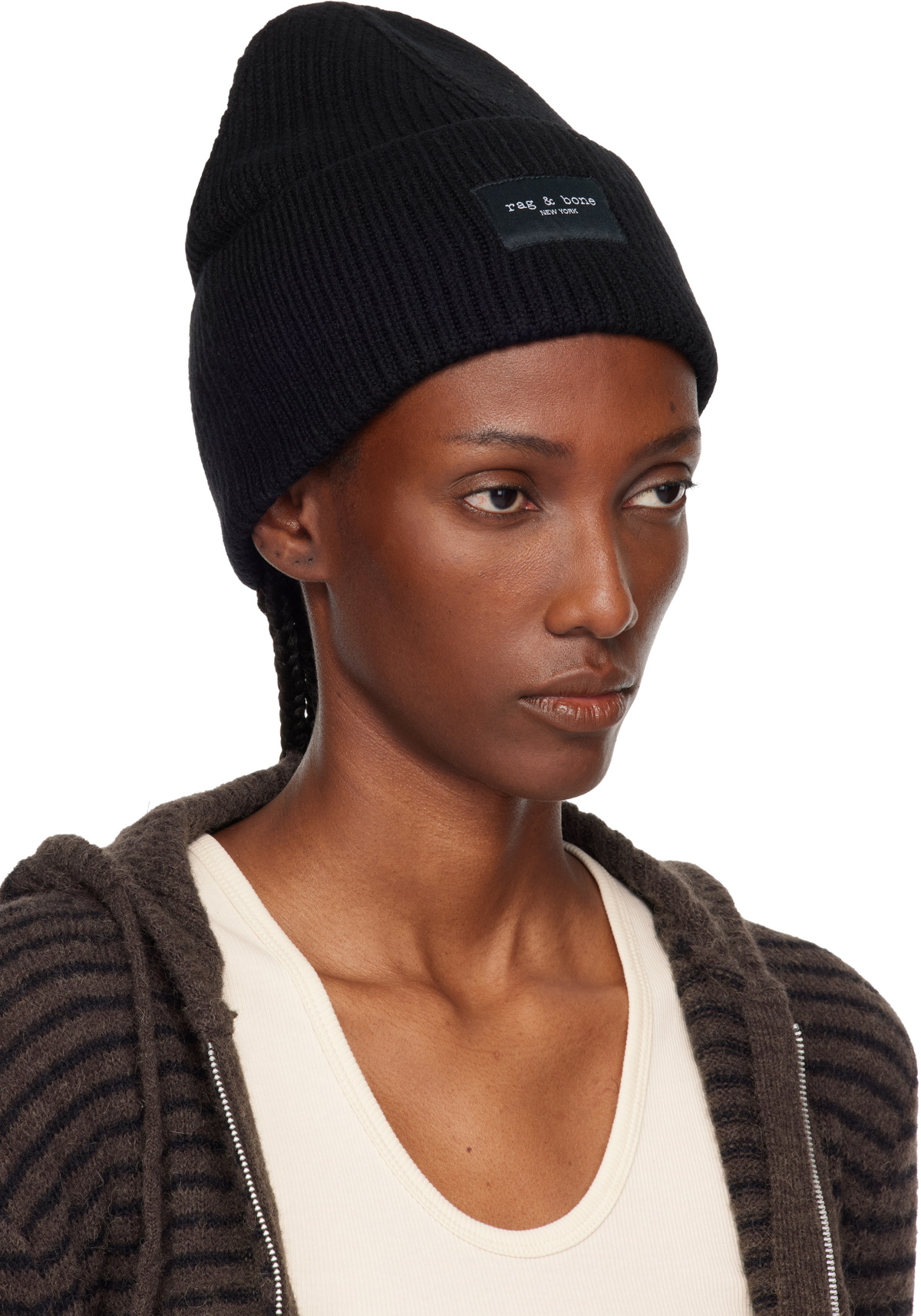 rag & bone Black Blake Wool Beanie