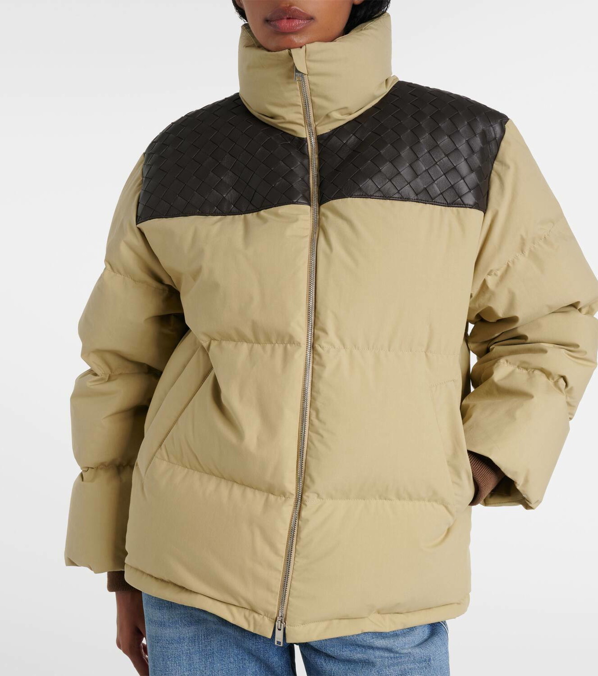 Bottega Veneta Intrecciato leather-trimmed down jacket