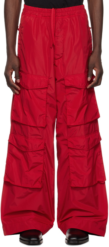 Photo: Dries Van Noten Red Drawstring Cargo Pants