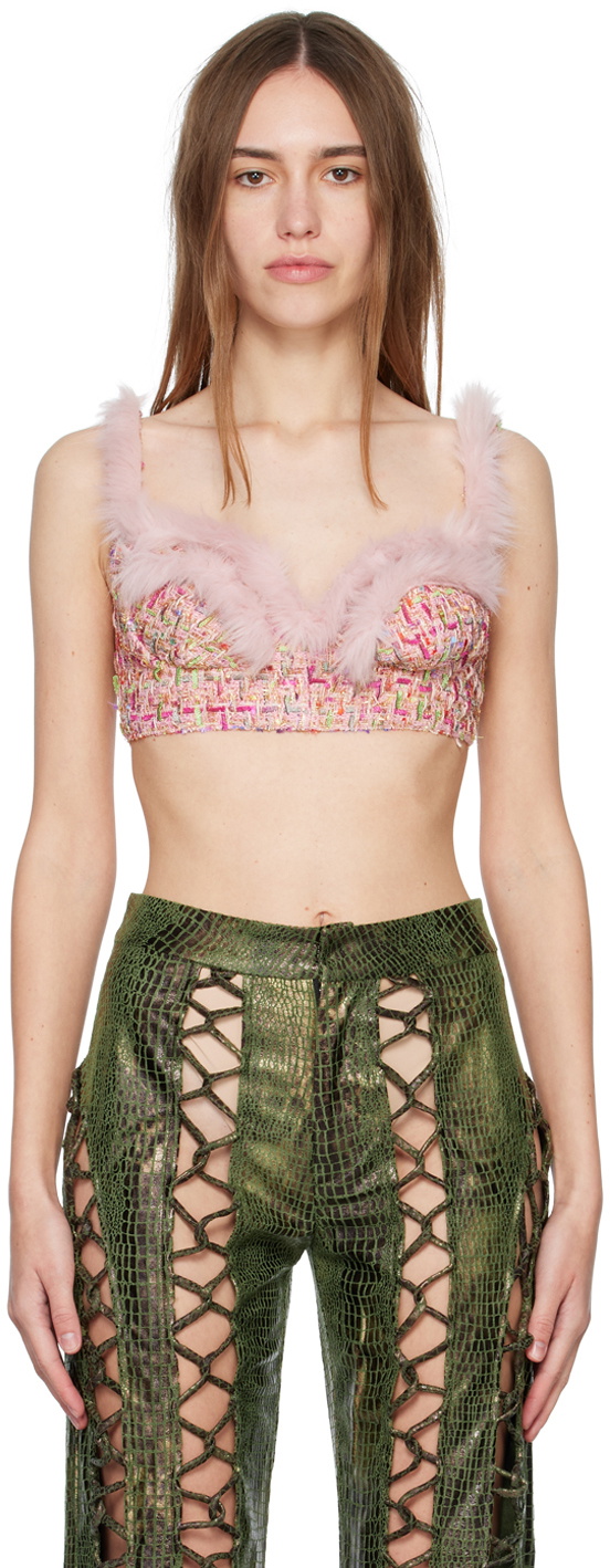 KIM SHUI SSENSE Exclusive Pink Furry Bralette