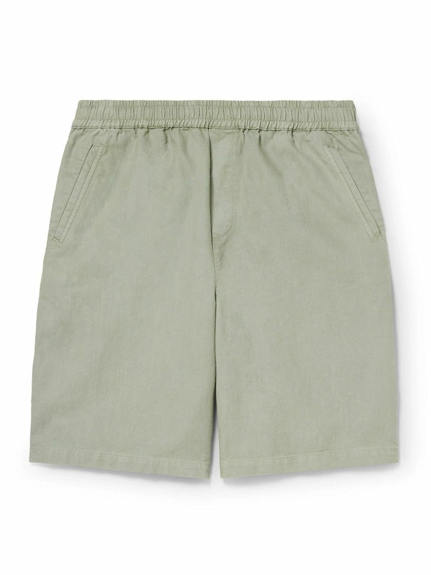 Photo: Folk - Assembly Straight-Leg Garment-Dyed Cotton and Hemp-Blend Shorts - Green