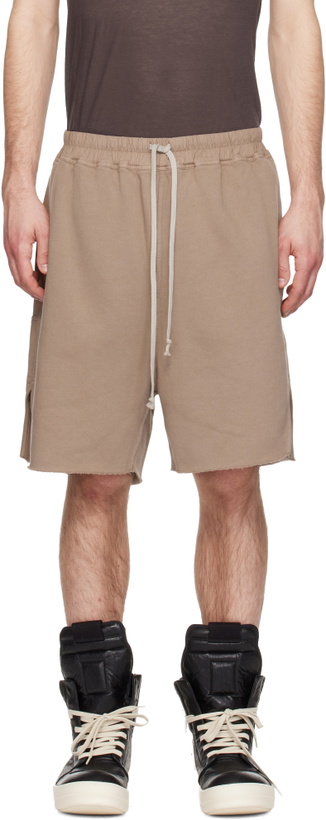 Photo: Rick Owens DRKSHDW Taupe Temple Heavy Sweatshirt Long Shorts