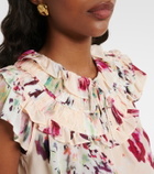 Ulla Johnson Eleonore floral ruffled silk crop top