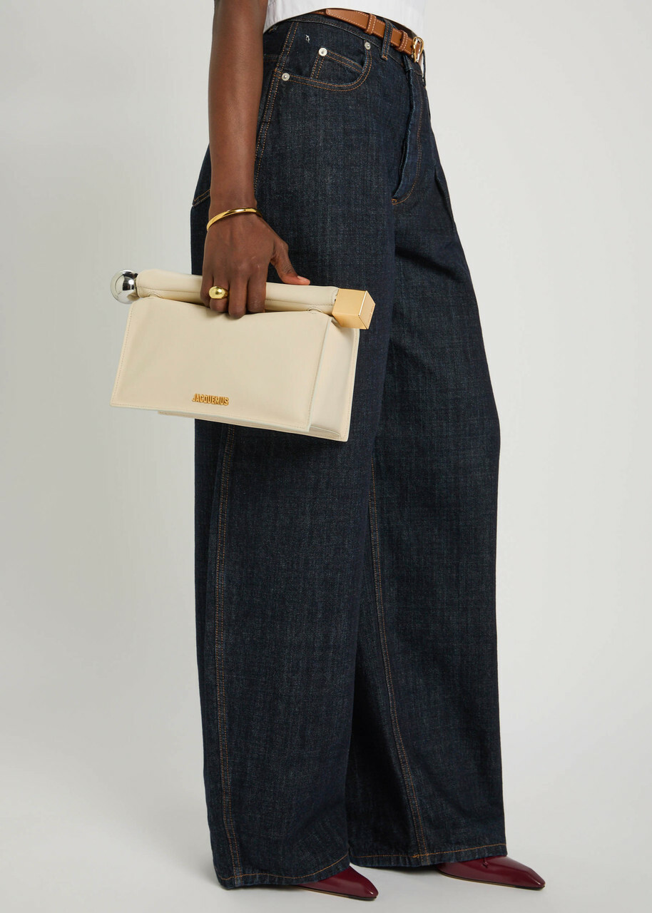 Jacquemus La Pochette Rond Carre Leather Clutch - Ivory - One Size