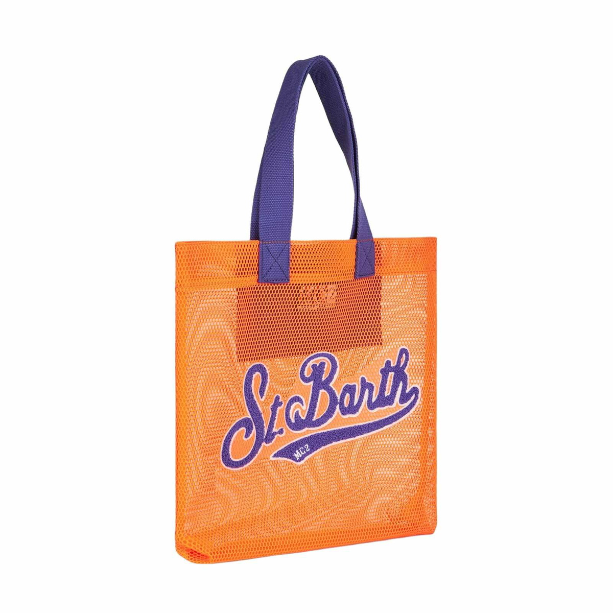 MC2 Saint Barth Mesh Orange Shopper Bag With Front Terry Embroidery