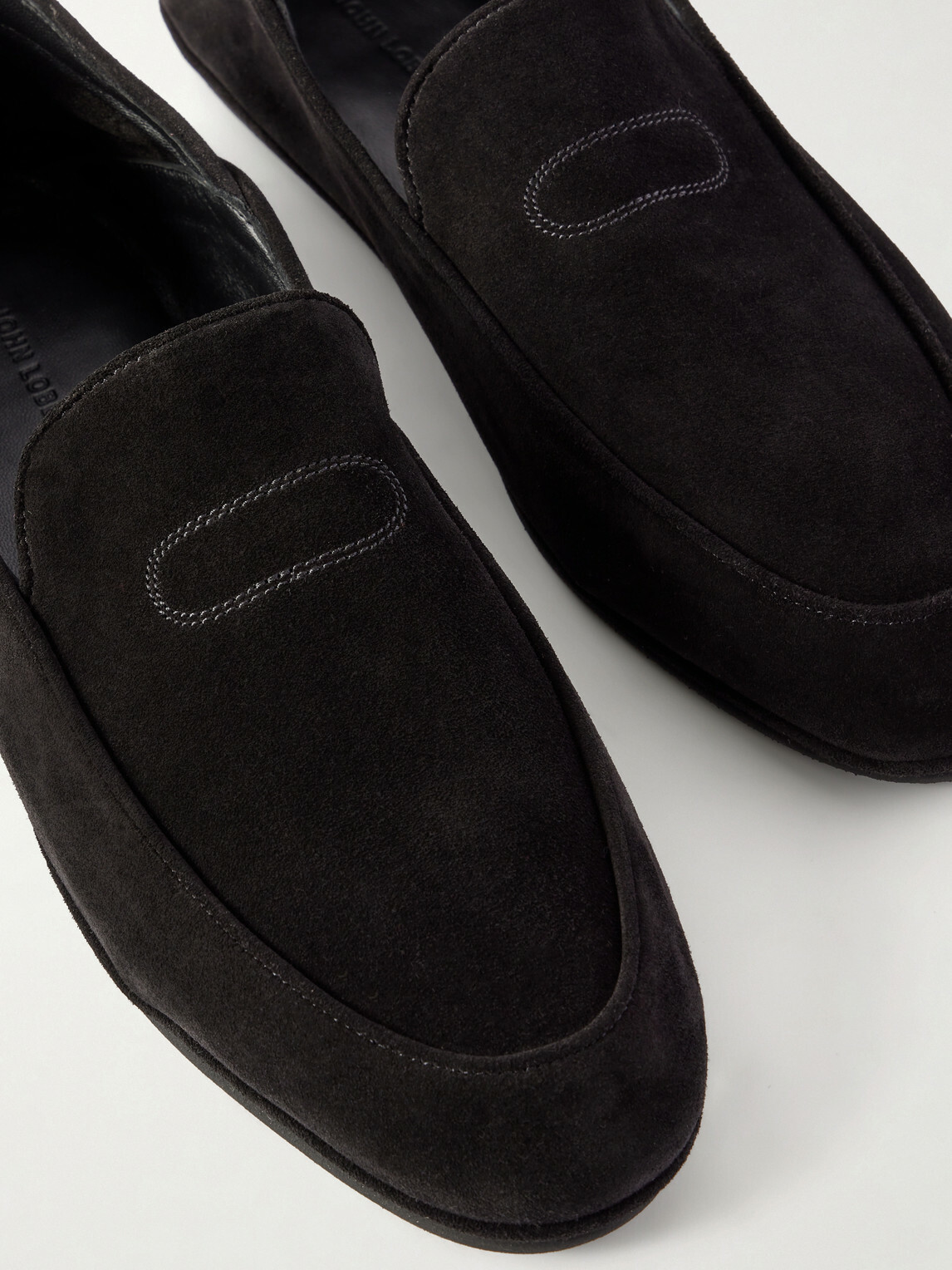 John Lobb - Kingston II Collapsible-Heel Suede Loafers - Black