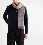 Dunhill - Fringed Checked Cashmere Scarf - Gray