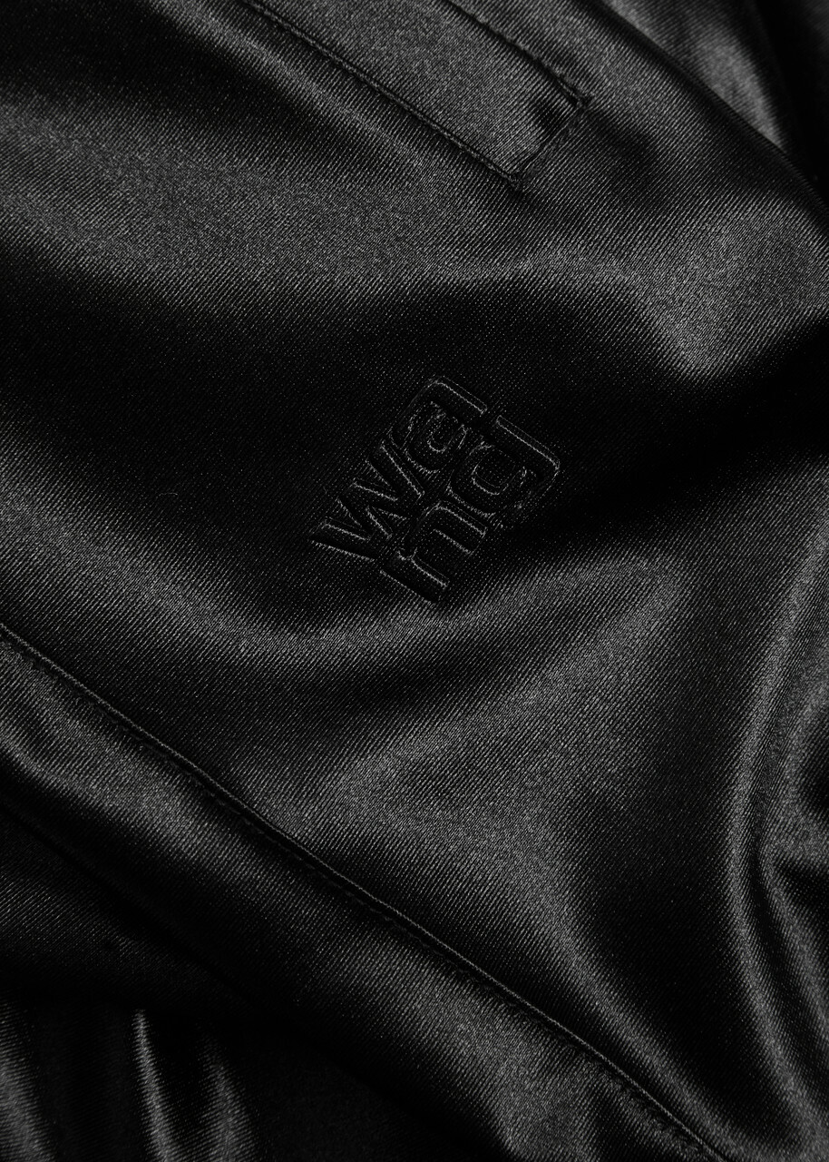 Alexanderwang.t Relaxed Logo-embroidered Satin Track Pants Black