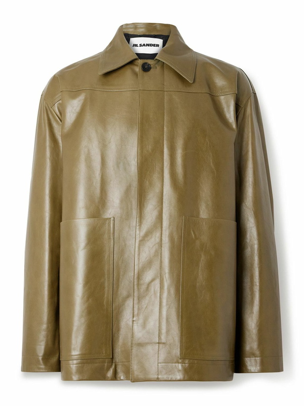 Photo: Jil Sander - Oversized Leather Jacket - Green