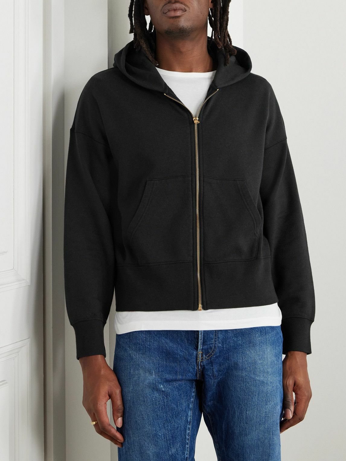 Visvim - Cotton and Cashmere-Blend Jersey Zip-Up Hoodie - Black Visvim