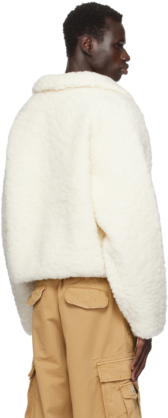 ERL Off-White Fleeced Wool Varsity Jacket