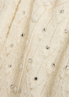 Loveshackfancy Calico Embellished Pointelle-knit Cropped Cardigan Ivory