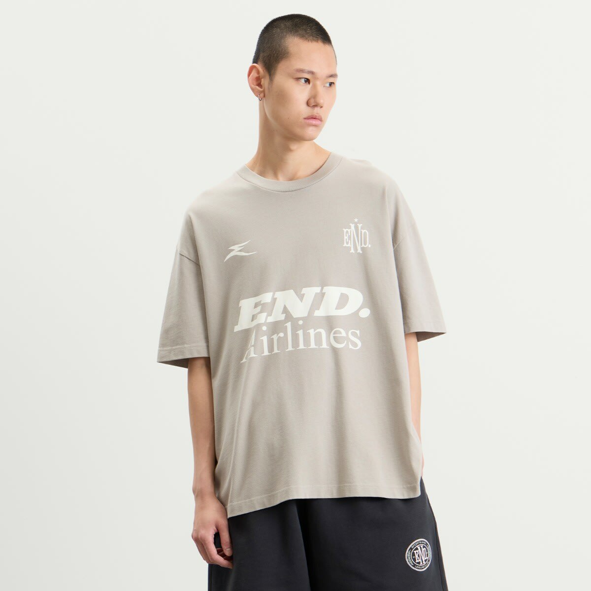 END. Airlines Short Sleeve T-Shirt in Ash Grey