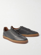 BRUNELLO CUCINELLI - Full-Grain Leather Sneakers - Gray