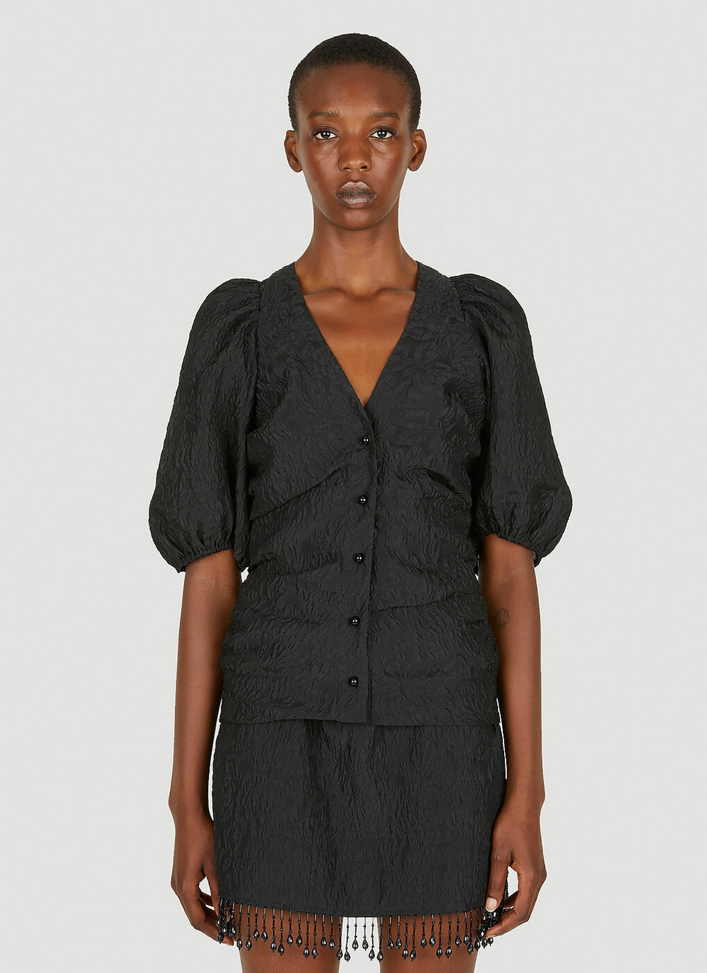 Puff Sleeve Shirt in Black GANNI