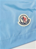 Moncler - Straight-Leg Mid-Length Logo-Appliquéd Swim Shorts - Blue