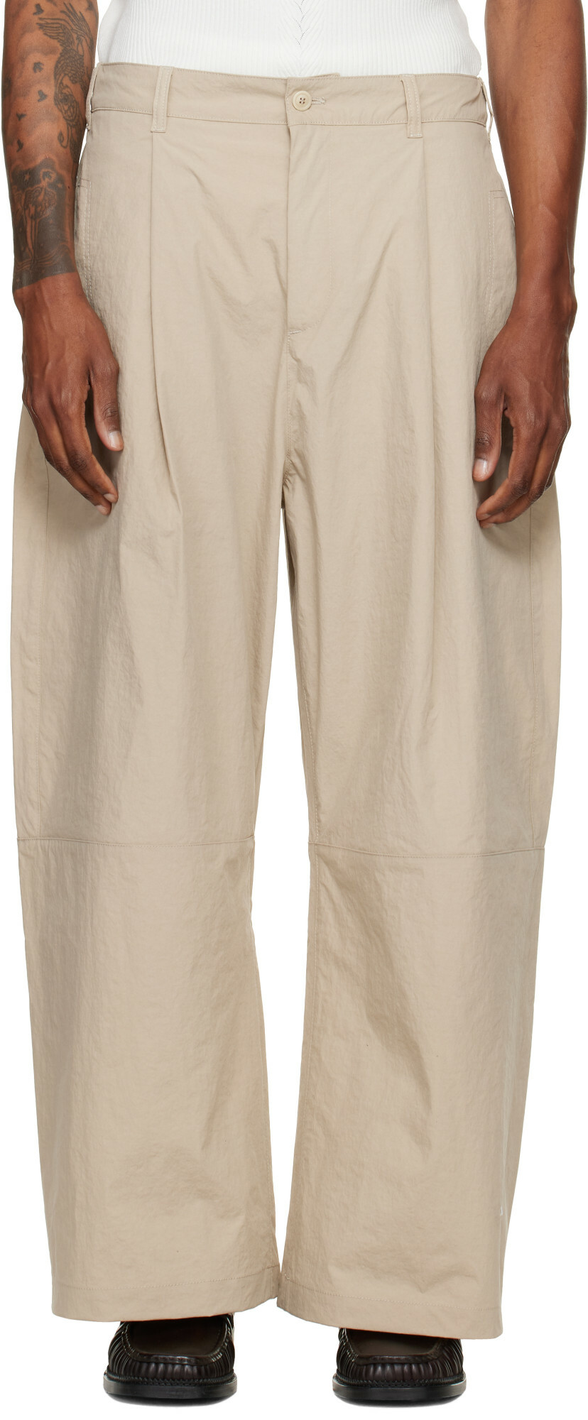 YMC Beige Drop Out Trousers