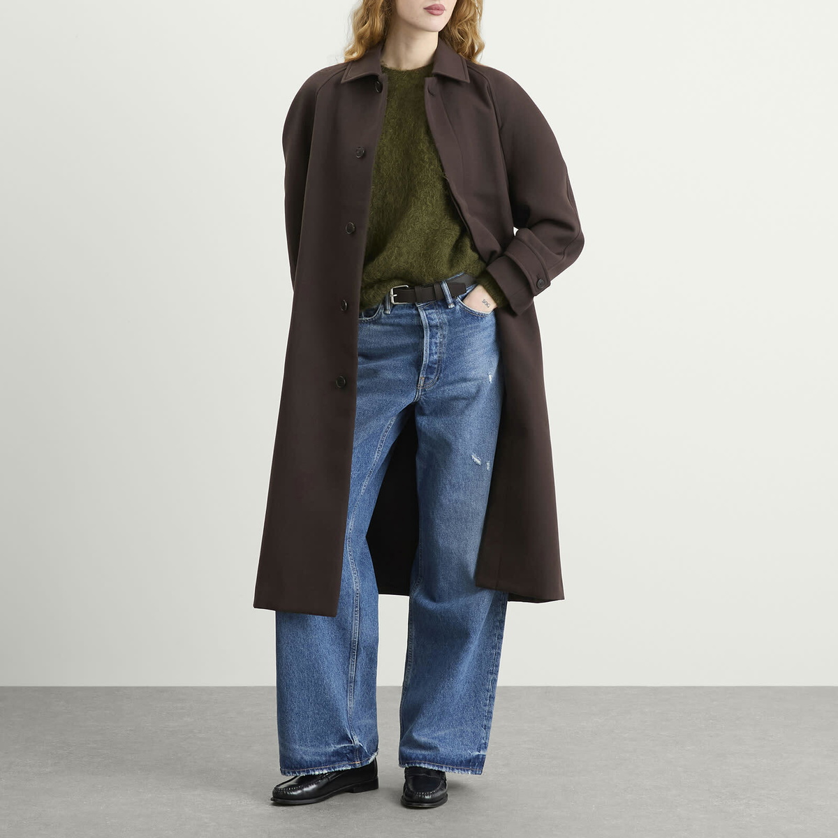Auralee Women's Mohair Knit Pullover in Olive