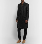 SAINT LAURENT - Metallic Woven Double-Breasted Overcoat - Black