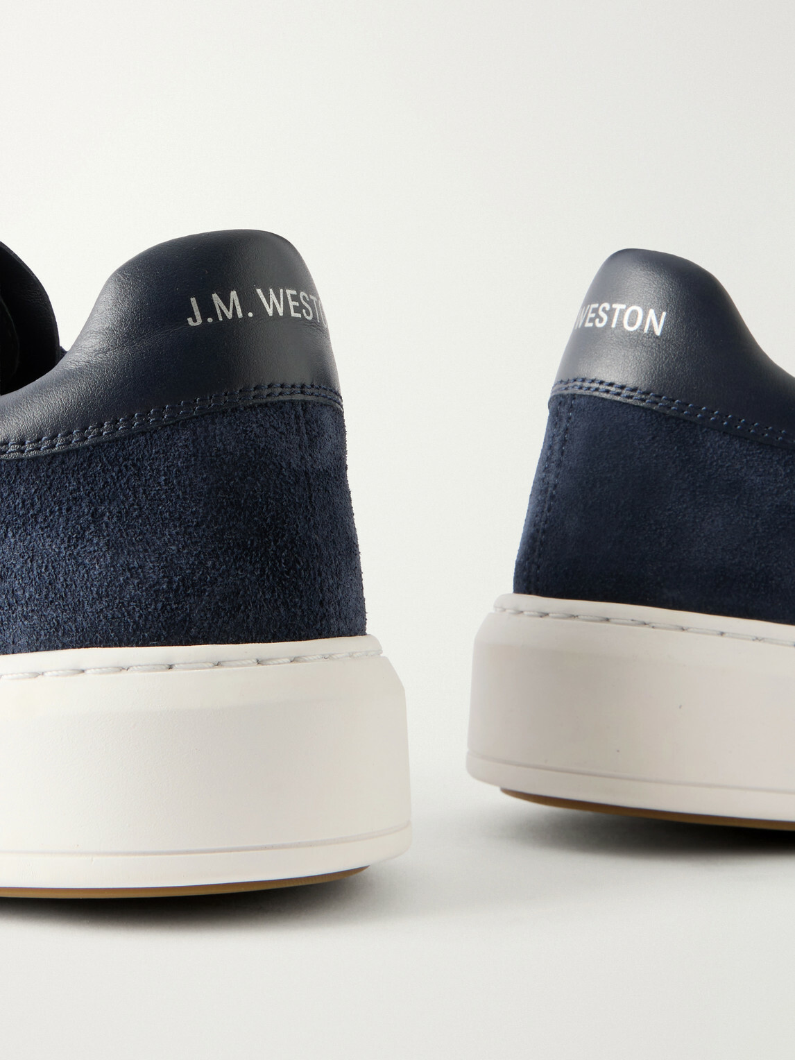 J.M. Weston - On Time Leather-Trimmed Suede Sneakers - Blue