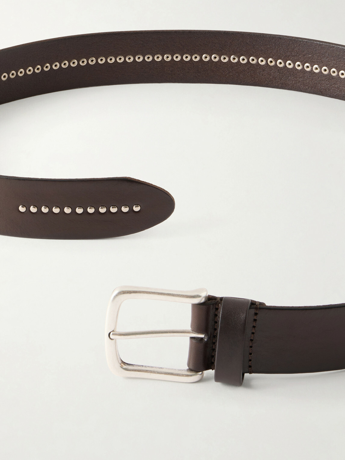 Anderson's - 3cm Stud-Embellished Leather Belt - Brown