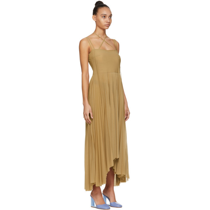 A.W.A.K.E. MODE Tan Pleated Maya Dress A.W.A.K.E.
