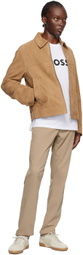 BOSS Tan Regular-Fit Leather Jacket